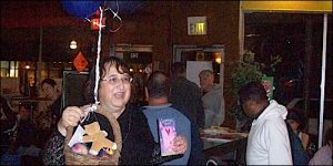 Rachel at her birthday party, which she turned into a fundraising event.