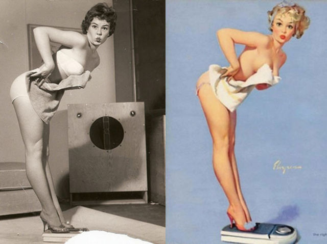Model on the left, pinup on the right.