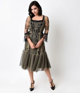 uv-nataya_1930s_black_beige_sleeved_tulle_romantic_party_dress